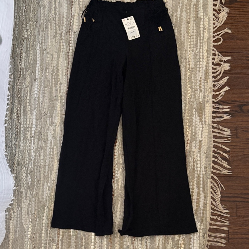 Zara Classic Black Wide Leg Trousers
